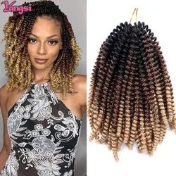 Short Ombre Spring Twist Hair Synthetic Fiber Fluffy Bomb Nubian Twist Hair Black Brown Purple Crochet Braids Hair Style