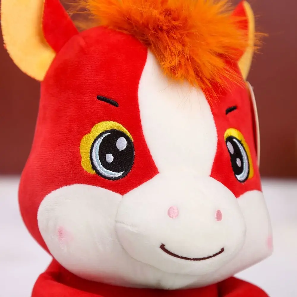 

Lucky Cute Horse Doll Cartoon Animal Adorable Horse Toys Red Lifelike Zodiac Horse Doll Office Desk
