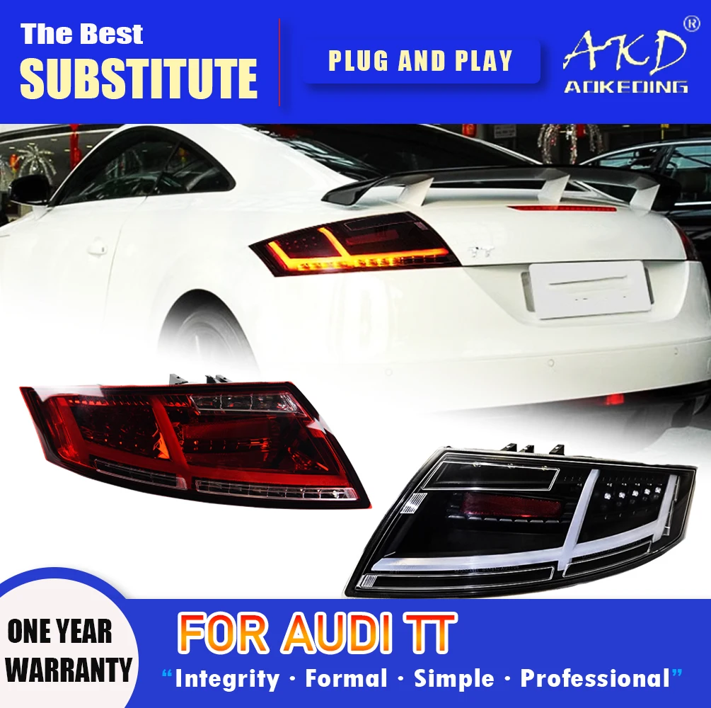 

Задняя фара AKD для AUDI TT светодиодный Tail 2006-2013 TT, задний противотуманный тормоз, сигнал поворота, автомобильные аксессуары