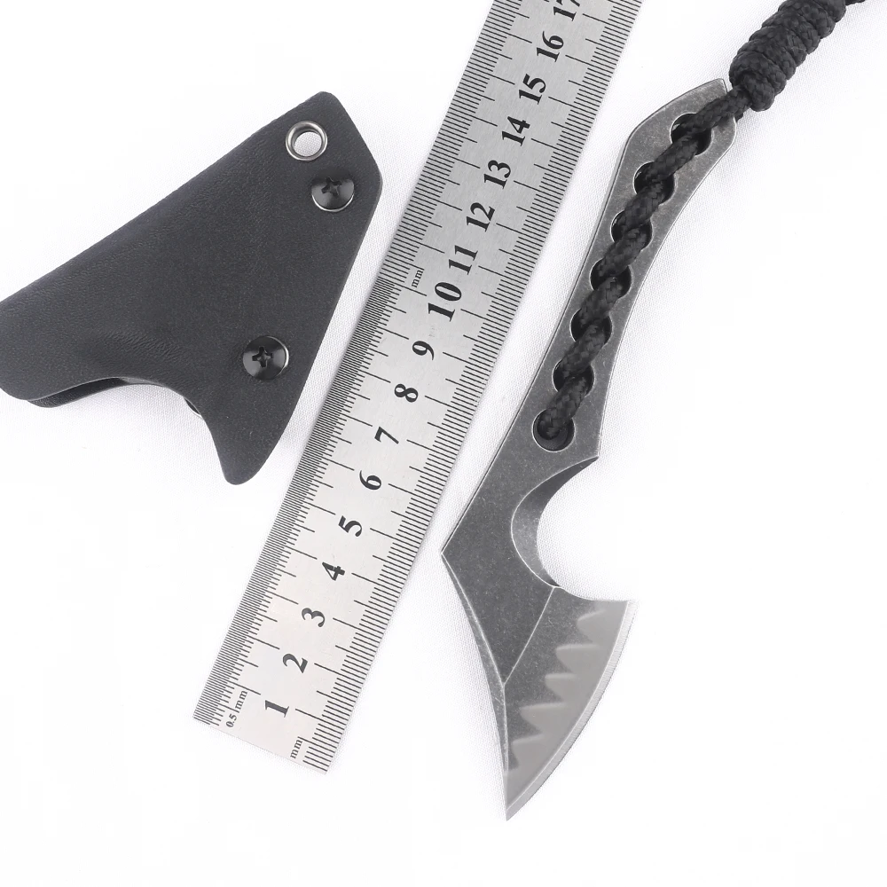 NINE THORN D2 steel integrated keel small ax K sheath outdoor camping hunting EDC multi-function tool