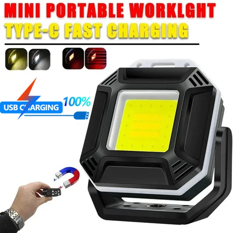 

Portable COB LED Work Light Keychain Flashlight USB Rechargeable Emergency Light Mini LED Lanterns with Magnet