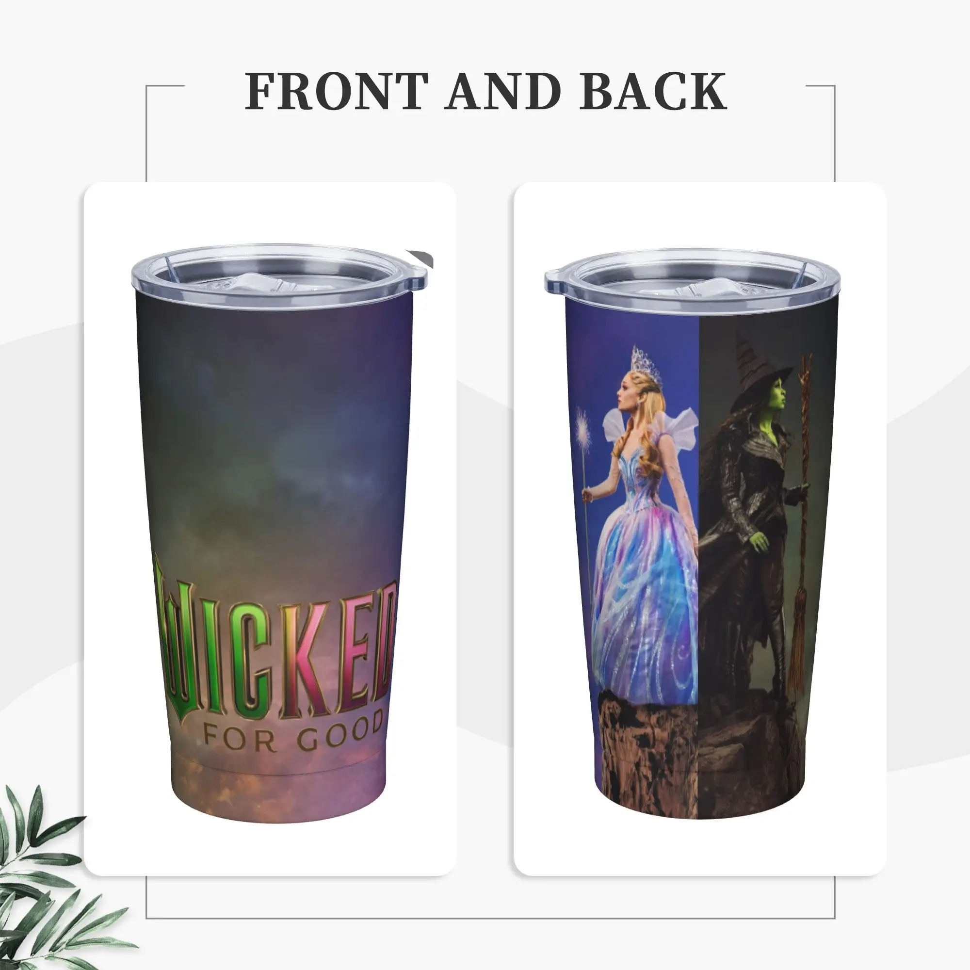 

Wicked For Good Stainless Steel Tumbler Beach Thermal Mug With Straws and Lid Large Mugs Cup Cold and Hot Water Bottle