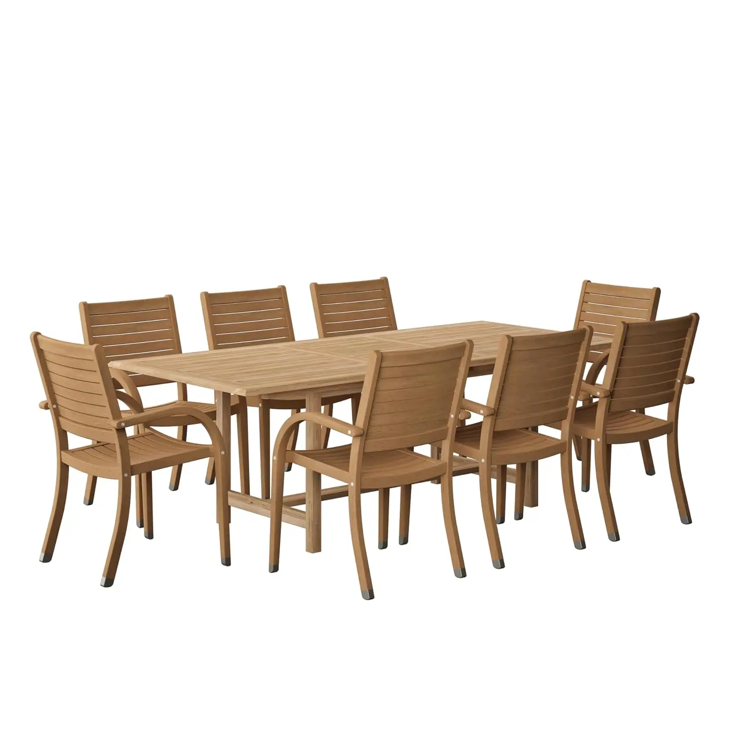 9-Piece Rectangular Patio Furniture Set Teak Table Stackable Chairs Backyard Outdoor Dining Set, Customized