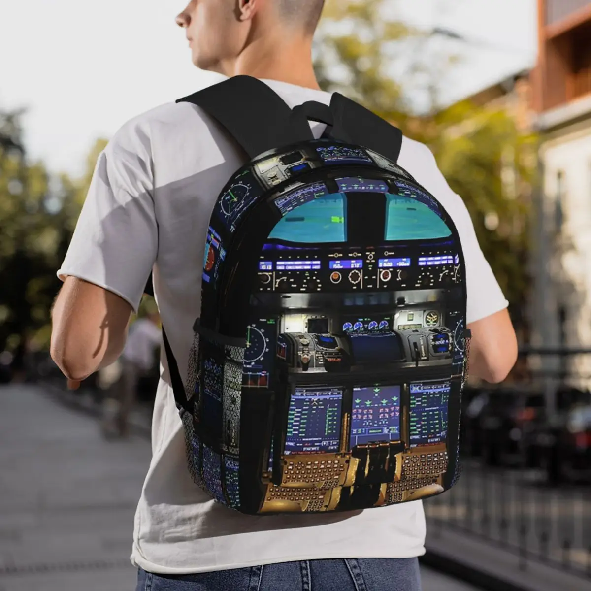 A380 Cockpit Aviation Airplane Pilot Backpack Student BookBag Children School Bag Laptop Shoulder Bags for Boys Girls