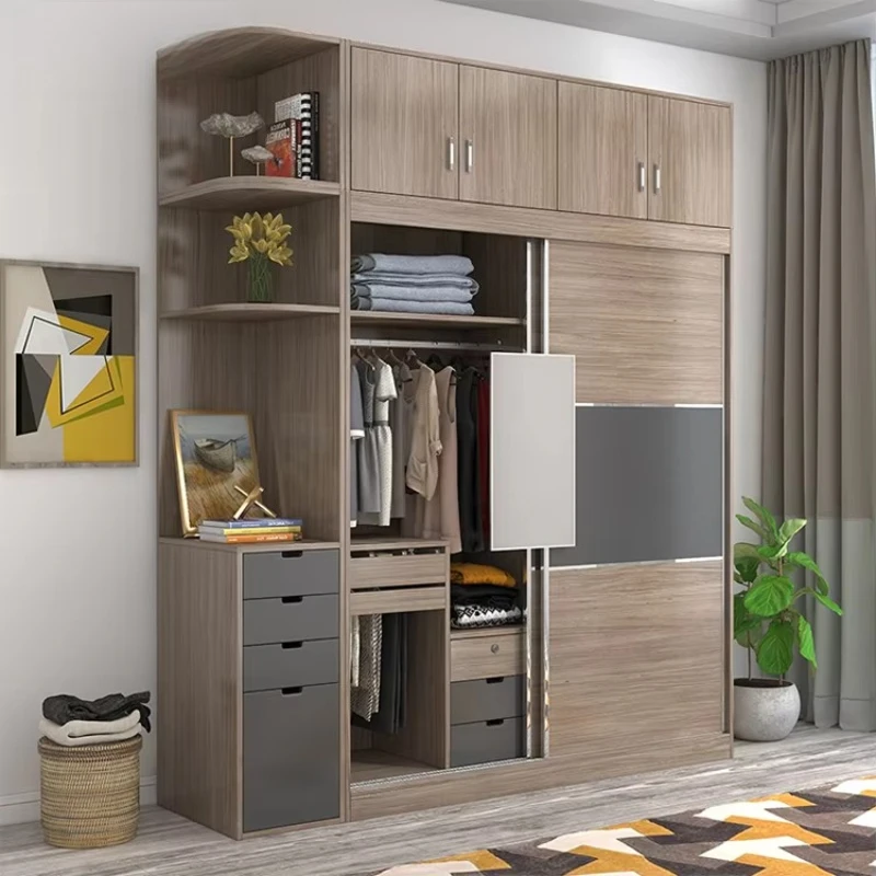 

Eco-friendly luxury classic modern wooden sliding door cloth storage wardrobe bedroom living room side cabinet
