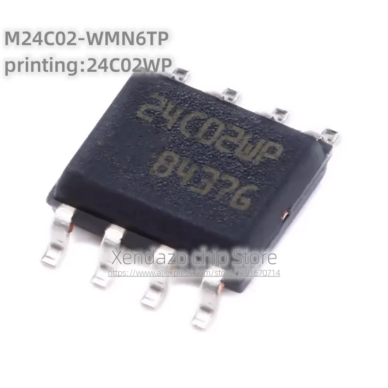 10pcs/lot M24C02-WMN6TP printing 24C02WP SOP-8 package Original genuine Serial I2C interface chip Memory chip
