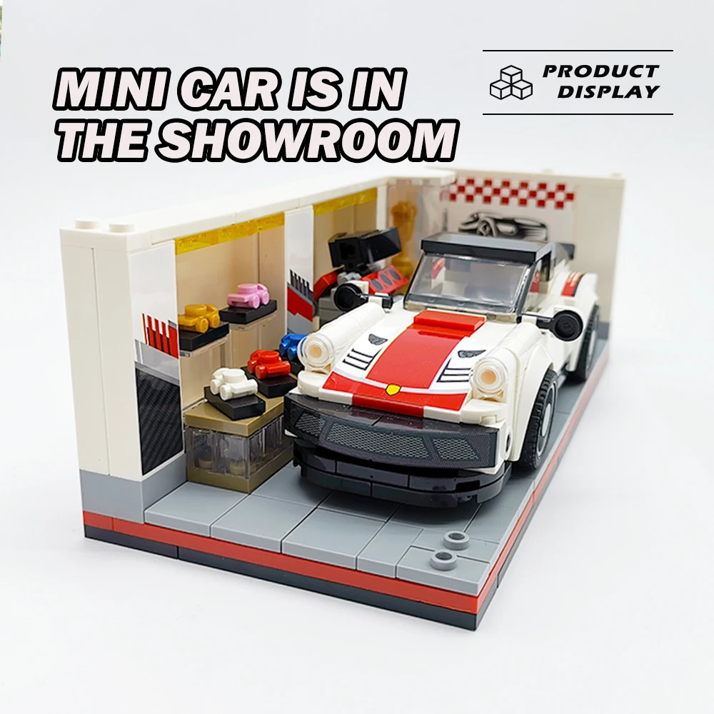 Techniczne sportowe przechowywanie samochodów klocki Model parking mały salon cegły zaawansowane technologicznie modułowe plastikowe zabawki na prezenty dla dzieci