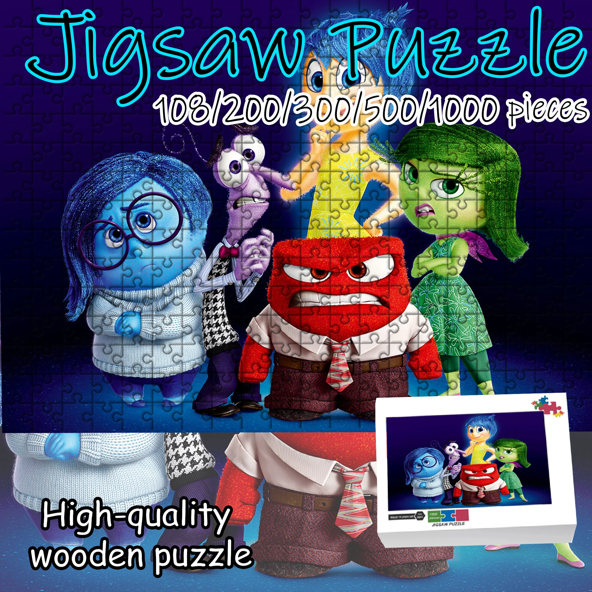 

Disney Inside Out Jigsaw Puzzle 108/200/300/500/1000 Pieces Wood Puzzle Home Wall Art Decor Educational Gift