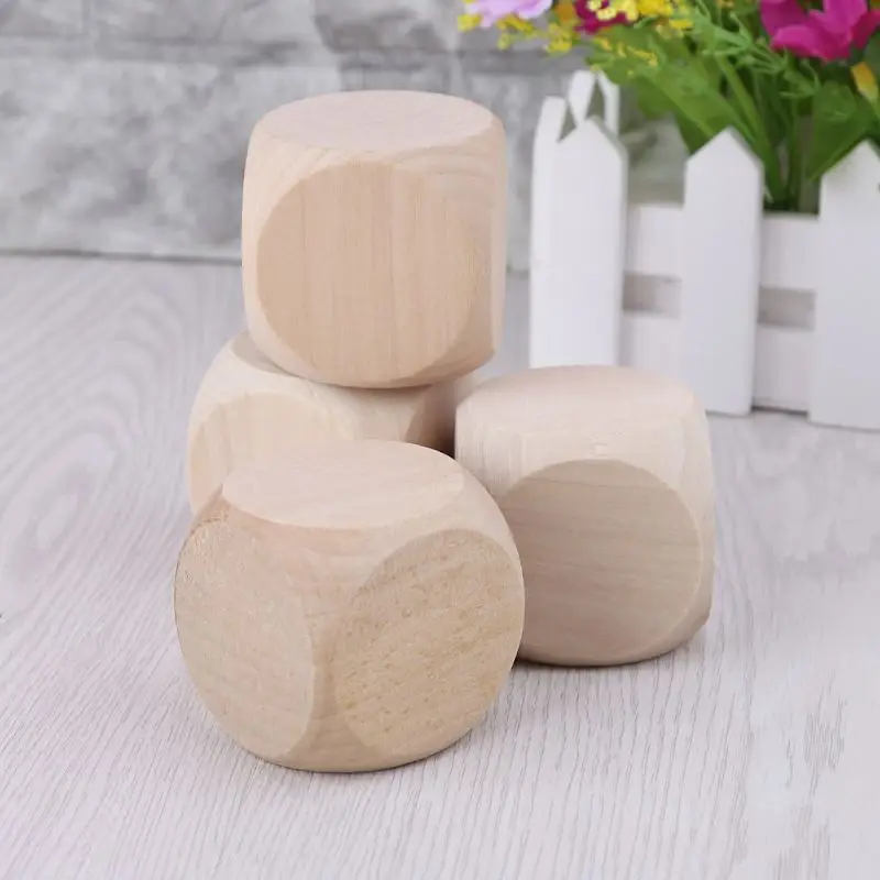 Blank Wooden Unfinished Square Blocks 6 Sided Cubes with Rounded Corners for DIY Craft Projects