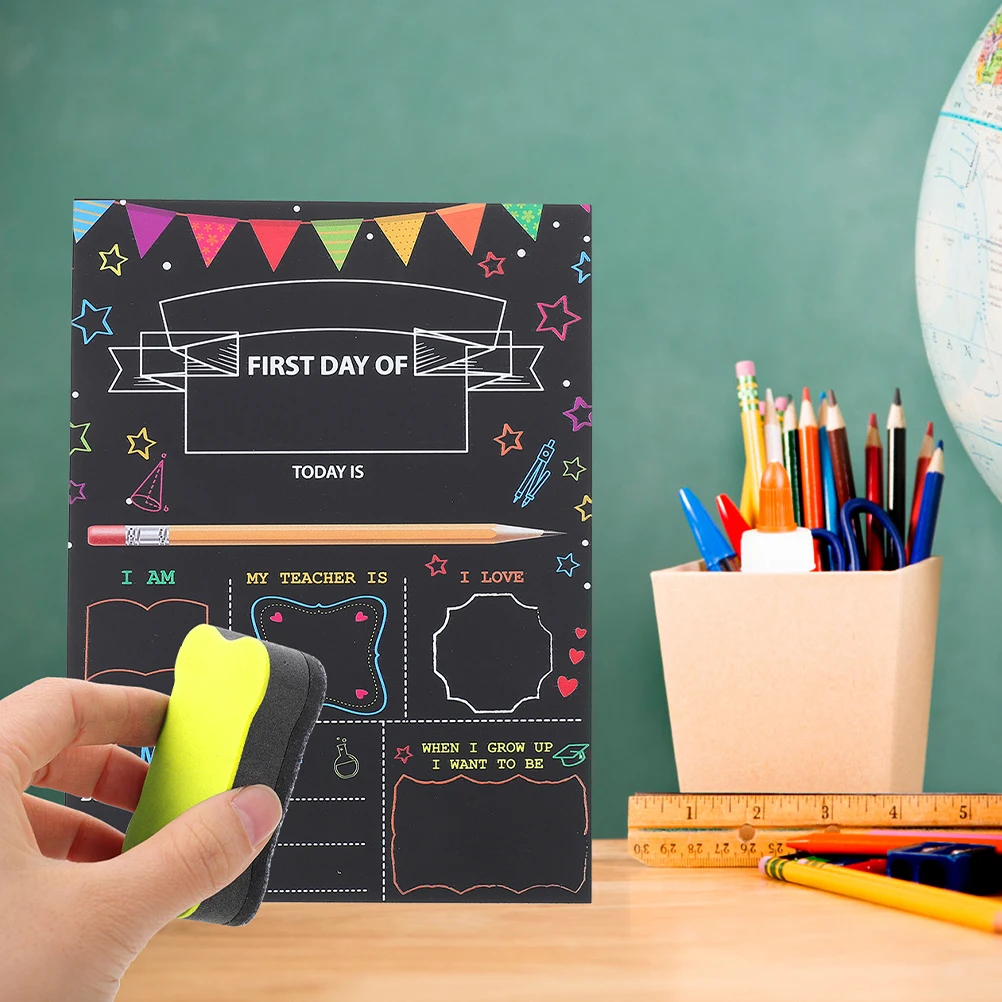 

First Day Chalk Board Creative Reusable Wooden Chalkboard Pendant for Kids School Photo Prop Classroom Rustic Decor