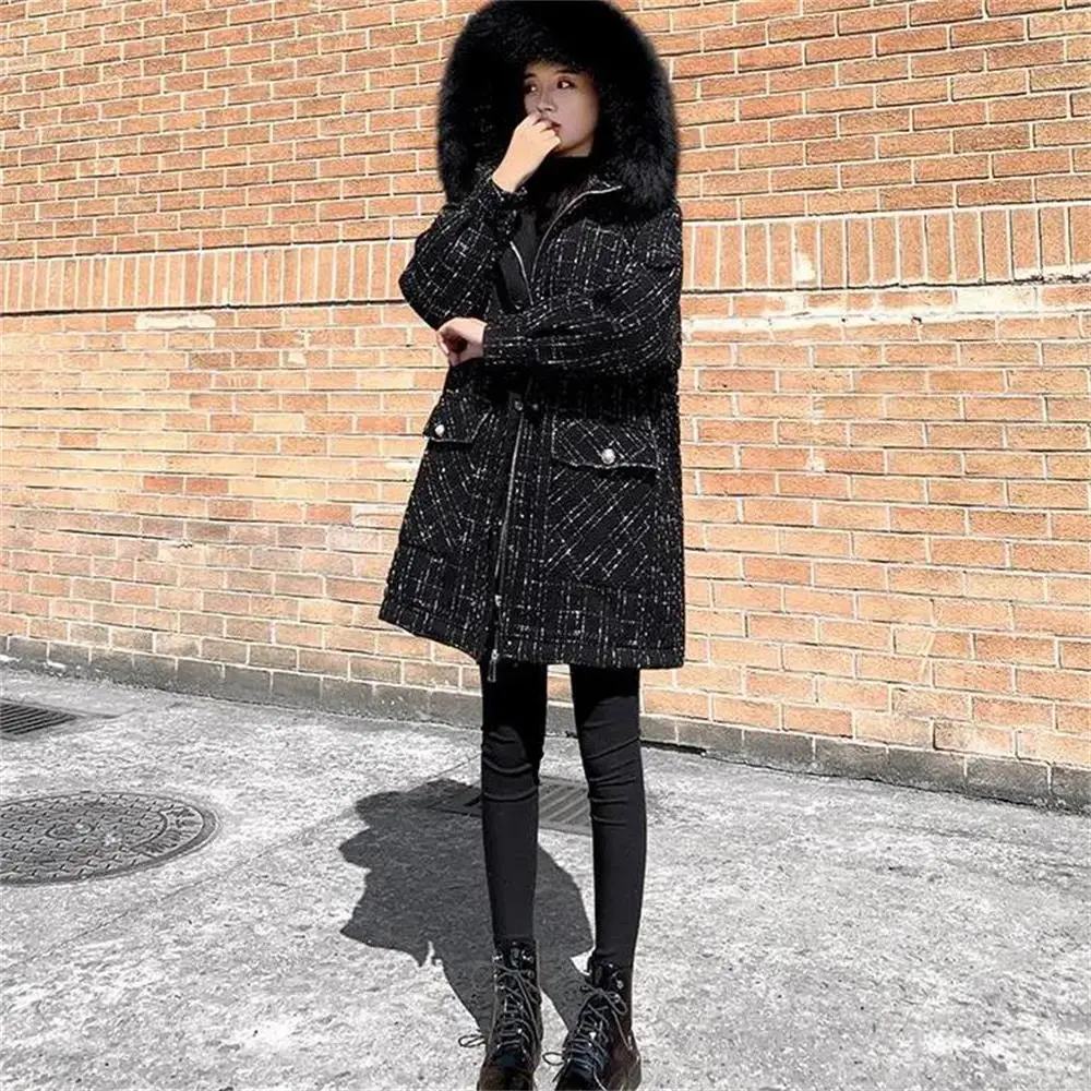 

2024 New Winter Imitation Fur Fox Collar Down Coat Women Down Jacket Women Cotton Parka Warm Outerwear Thick Hooded Clothing