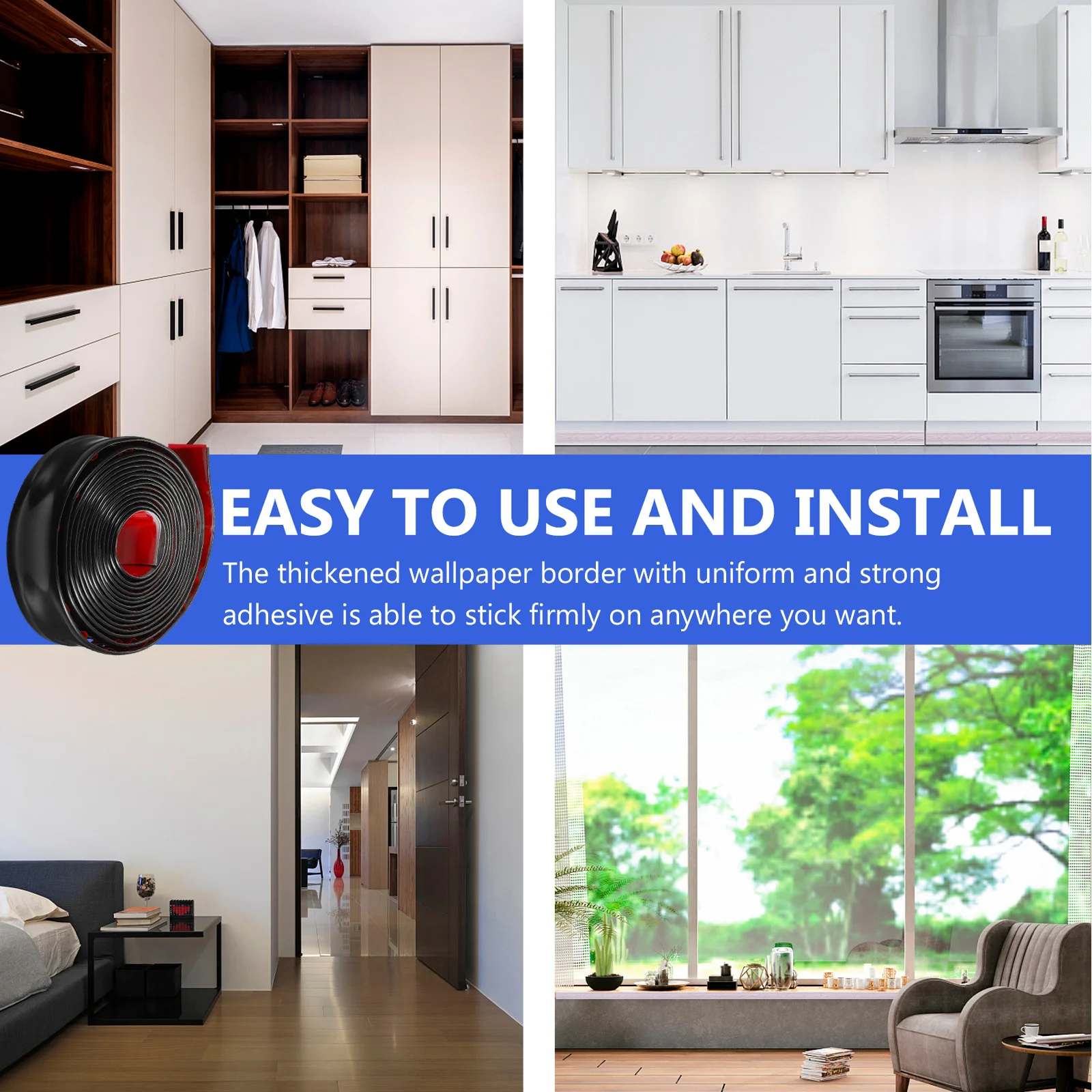 1 لفة PVC ذاتية اللصق اللوح مقاوم للماء الطابق صب سهلة التركيب جدار حافة قالب اللوح البلاستيكي #3