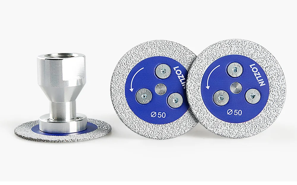 LOZLIN 3PCS 50mm Diamond Saw Blades 5/8-11 Detachable Flange for Granite Marble Ceramic Tile Glass Cutting Grinding Engraving Tool view 2