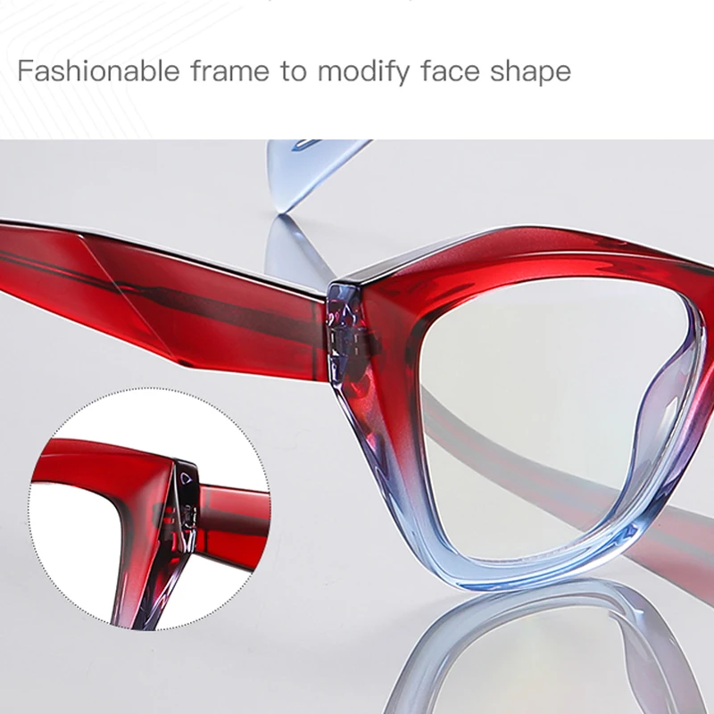 KIZN 패션 고양이 눈 근시 안경 프레임 새로운 변색 여성 안티 블루 라이트 처방 컴퓨터 안경-0.50 ~ -10