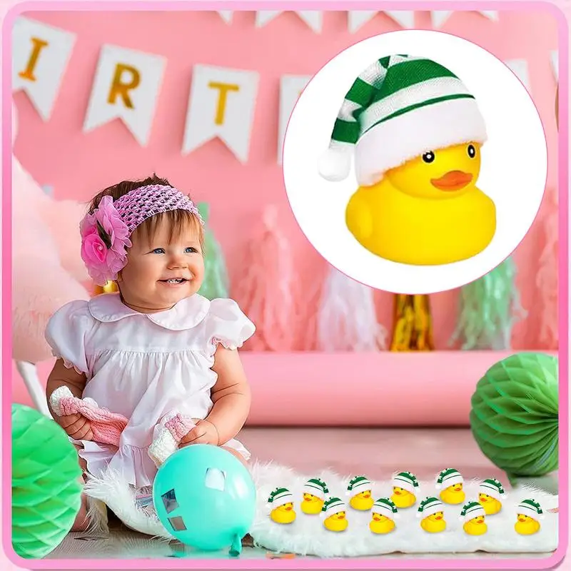 Duckies For Kids Cute Duck Toy With Santa Hat 5.5cm Portable Bath Parties Toy Funny Bathtub Floating Squeaky Duckies For