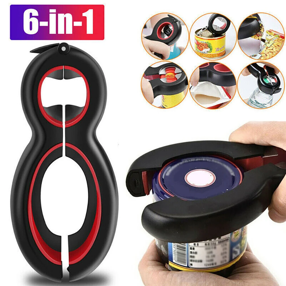 6 in 1 Multi Function Twist Bottle Opener, All in One Jar 8 shaped Gripper Can Wine Beer Lid Twist Off Kitchen  Jar Opener Claw