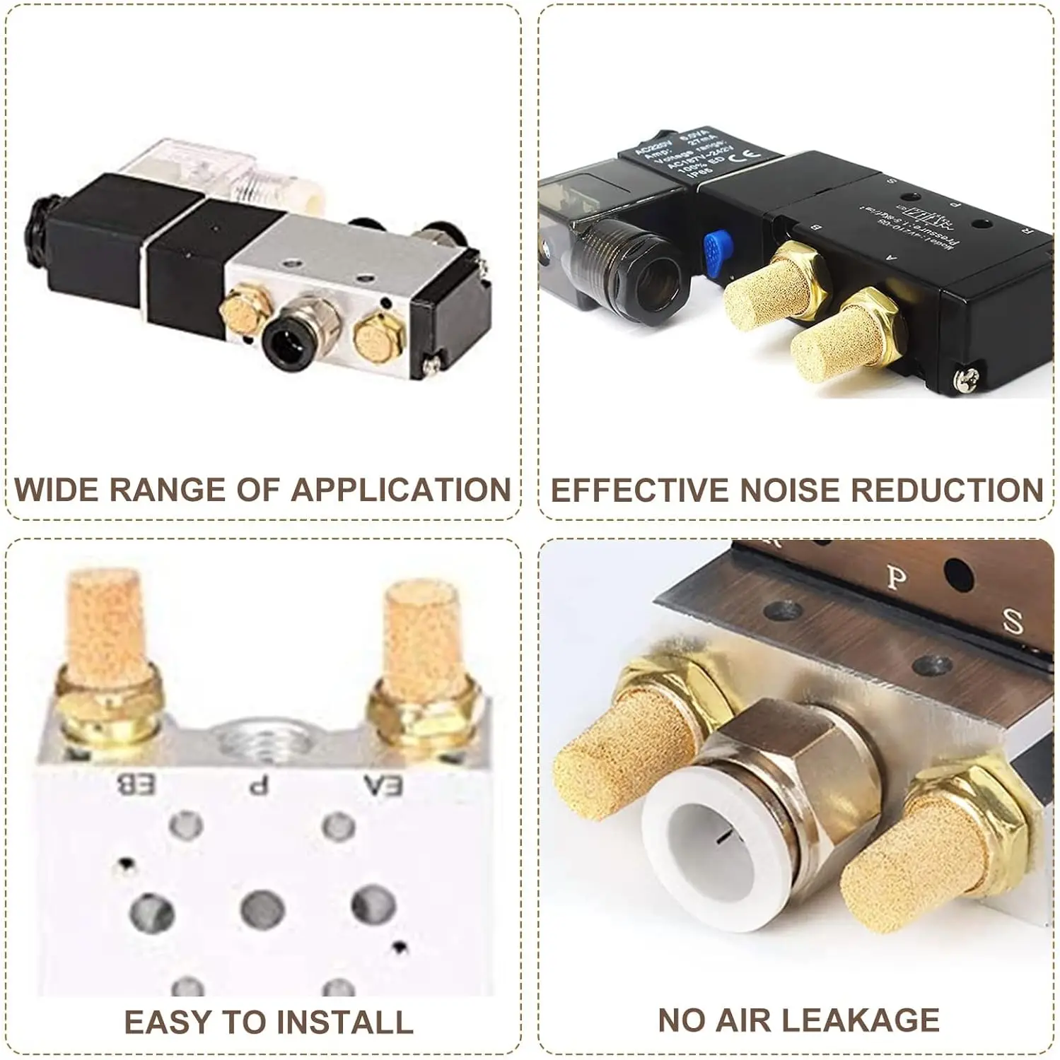 Silencieux de contrôle de débit pneumatique en laiton, 10 pièces, SLL-01 1/8 "SLL-02 1/4", filetage de filtre d'échappement, cylindre de silencieux hexagonal, réservoir de Valve
