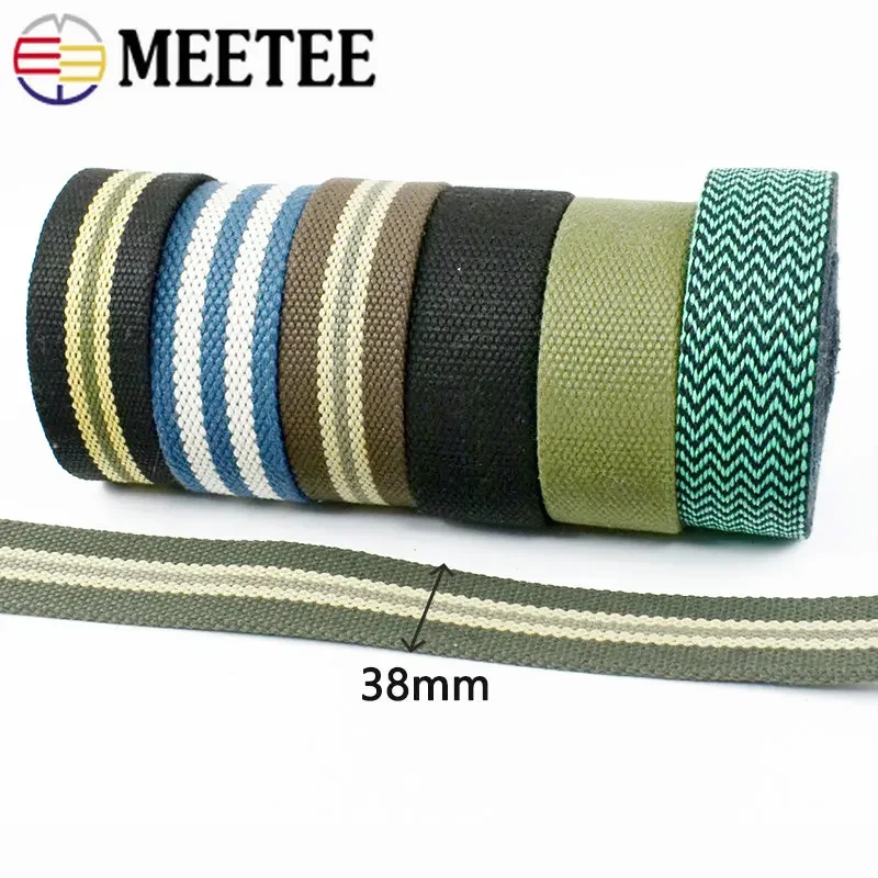 2Meters Cotton Webbing Strap 38mm Polyester Backpack Tapes Shoulder Bag Band Decorative Ribbon Belt Clothes Sewing Accessories