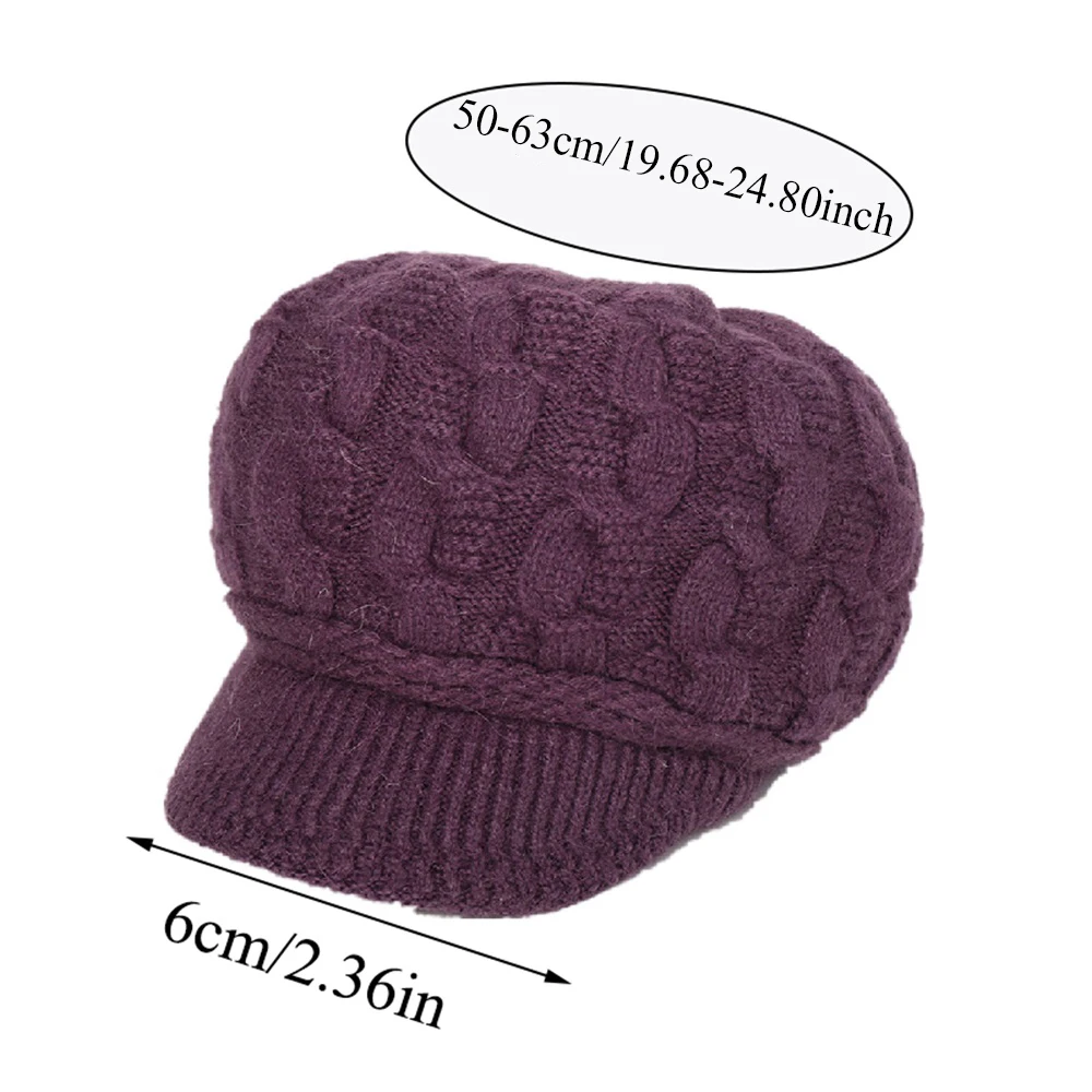 Winter Hats for Women Beanies Knitted Solid Hat With Brim Girl Autumn Female Beanie Caps Thickened Warm Bonnet Ladies Casual Cap