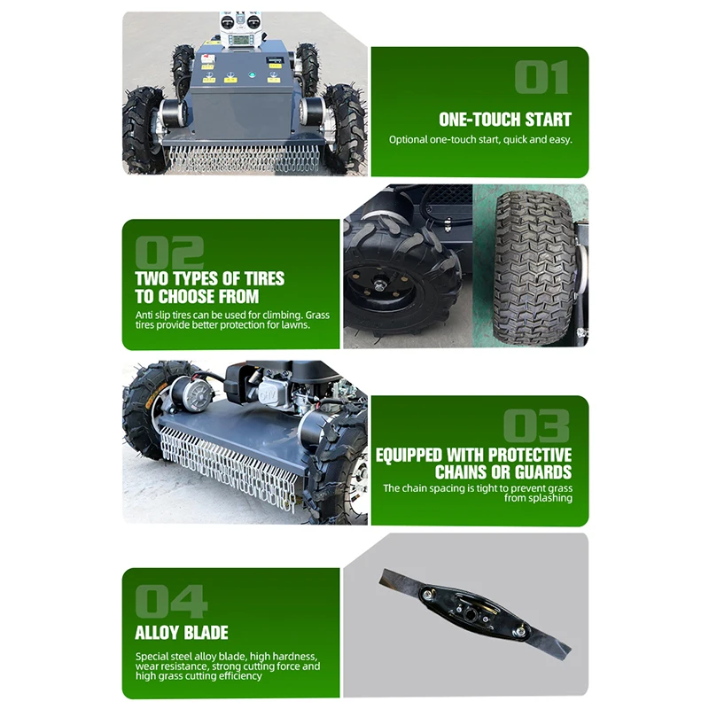 STLF رخيصة متينة وسهلة التشغيل محرك RC جزازة العشب 4 عجلة ذاتية الدفع للتحكم عن بعد المنحدر قطع العشب