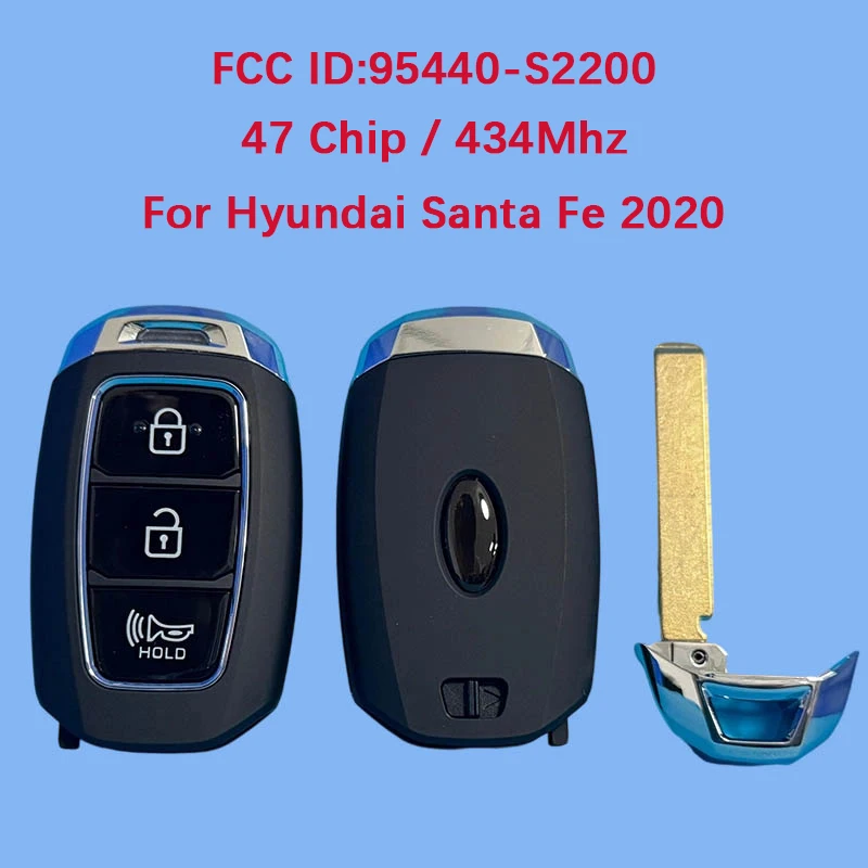 

CN020163 Replacement Smart Remote Key 433 MHz HITAG 3 Chip Keyless 3 Button FCC 95440-S2200 For Hyundai Santa Fe 2020
