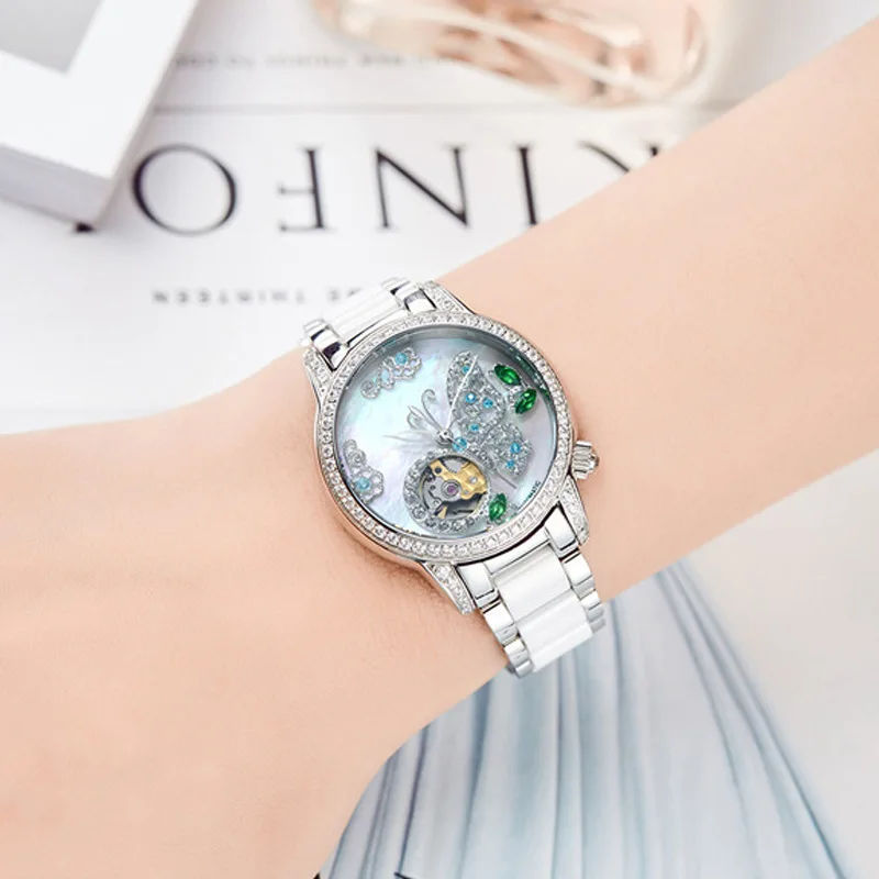 SOLLEN Luxury Sapphire Glass Mirror 2023 New Fashion Diamond Dial High Quality Women Watch Automatic Mechanical Watches Reloj