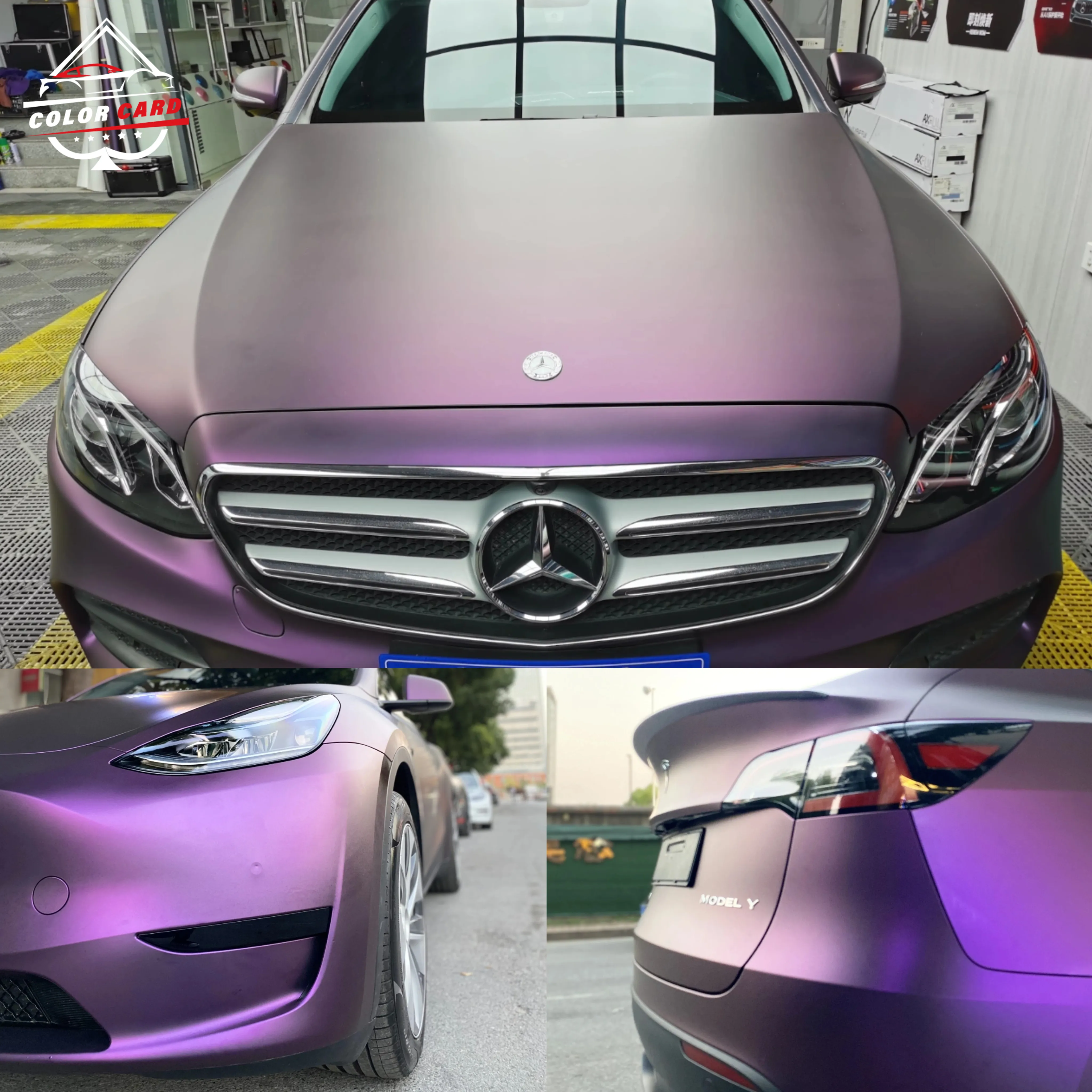 

Ultra-dump Black Bino Purple High Polymer PVC Film Car Wrap Matte Chameleon Purple Changing Black 1.52*18M Car Vinyl Wrap