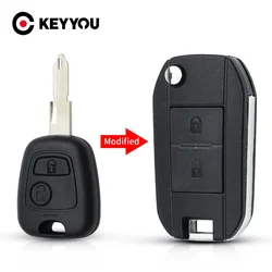 EllYYOU-Coque de clé de voiture à distance modifiée, étui à 2 boutons, lame HU83, VA2, NE73, cristaux en C2, C3, Xsara, KIT 307, 107, 207, 407