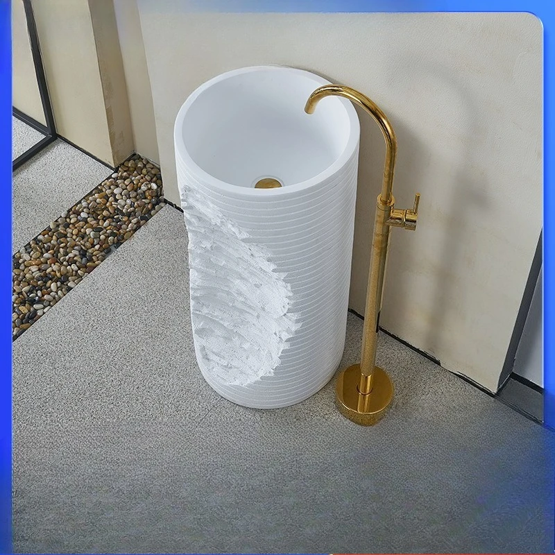 Artificial stone pillar basin Floor-to-ceiling wash basin Column Bathroom Personalized washbasin