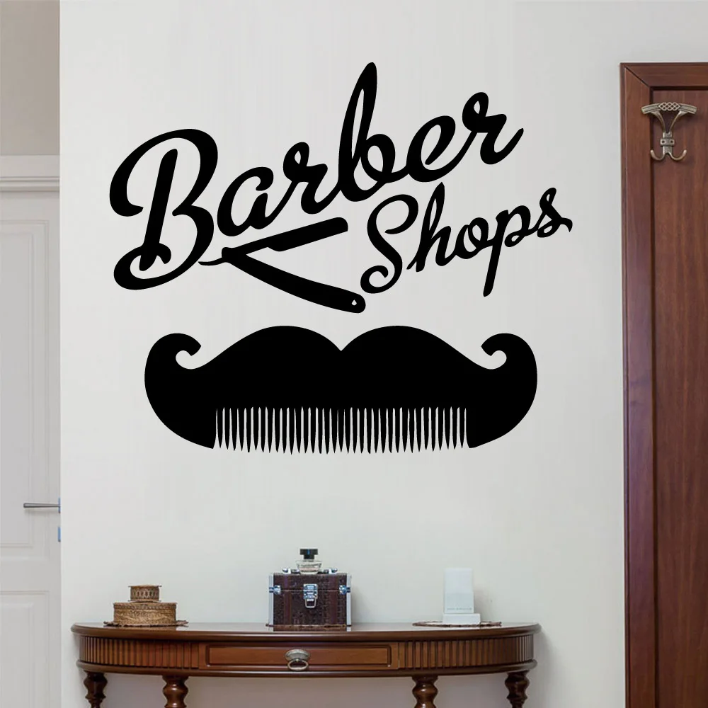 1 pc Hot sale Barber Tools Wall Stickers Modern Fashion Wall Sticker For Kids Rooms Decoration Vinyl Mural Decal