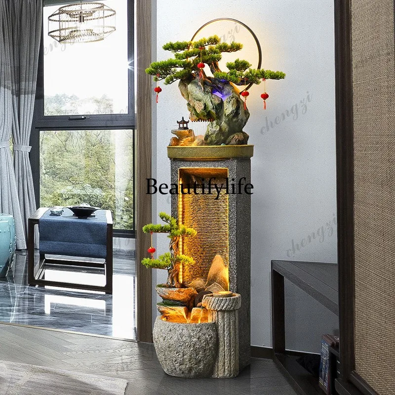 Rockery flowing water fountain floor-to-ceiling circulating water ornament  and office decoration are sent for opening