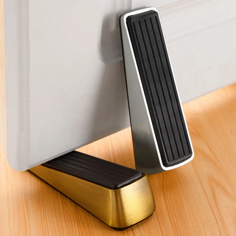 Zinc Alloy Door Stop Block Wedge Stop Door Stopper Home Offices Door Rear Retainer Impact Stopper Reusable Door Accessories