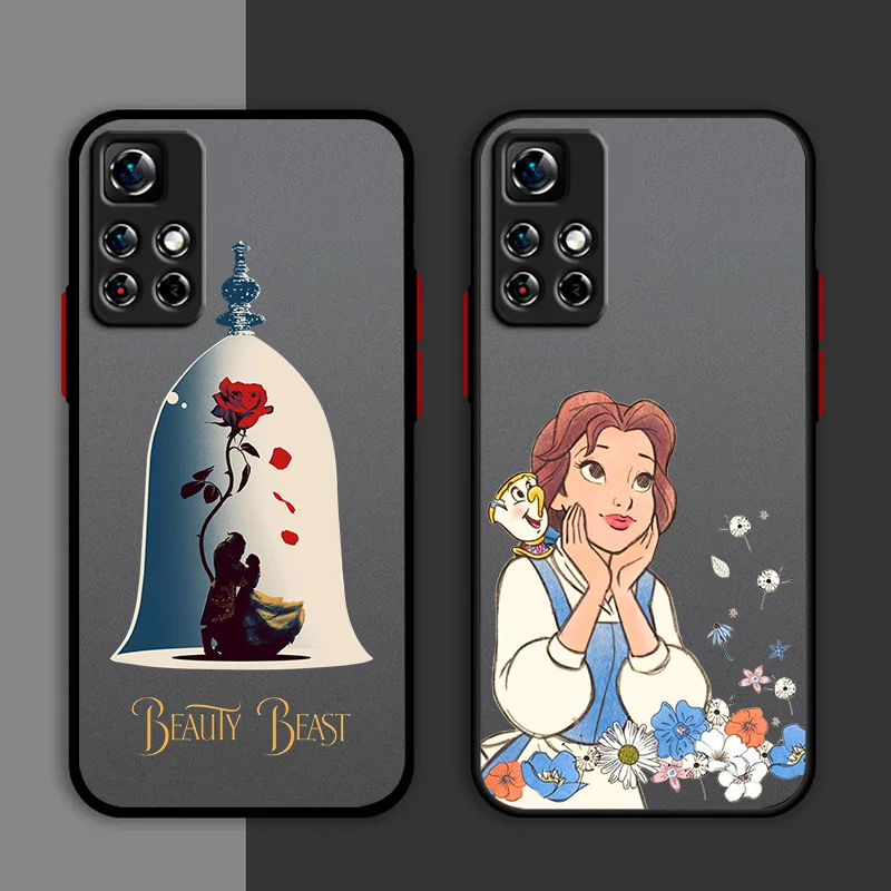 Beauty And Beast Princess Phone Case For Redmi Note 13 12 11 10 Pro Plus Pro S T 5G Matte Frosted Translucent Cover