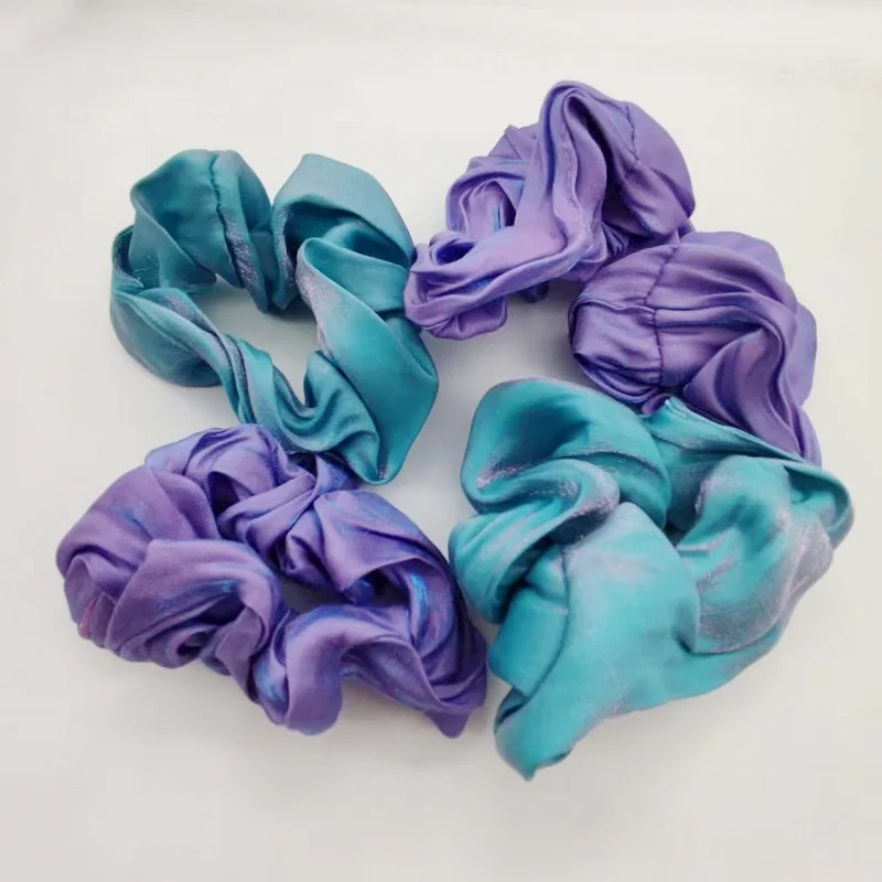 Bright Color Shiny Rim Scrunchies Elastic Hair BandsTies Set Women Girls Ponytail Holder Hair Rope Hair Accessories