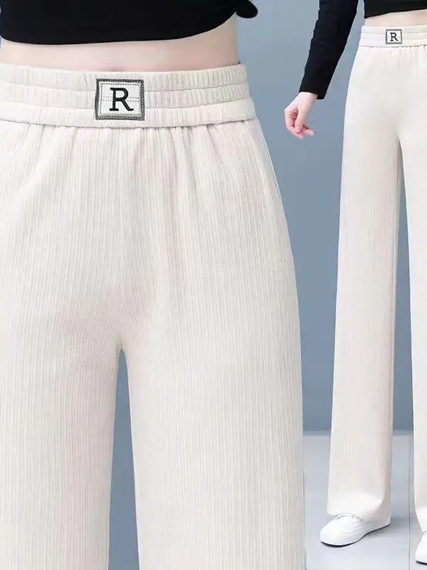 High Waist Wide Leg Pants Women's Slim Fit Drapey Straight Leg Loose Fitting Autumn Winter Fashion Casual Trousers