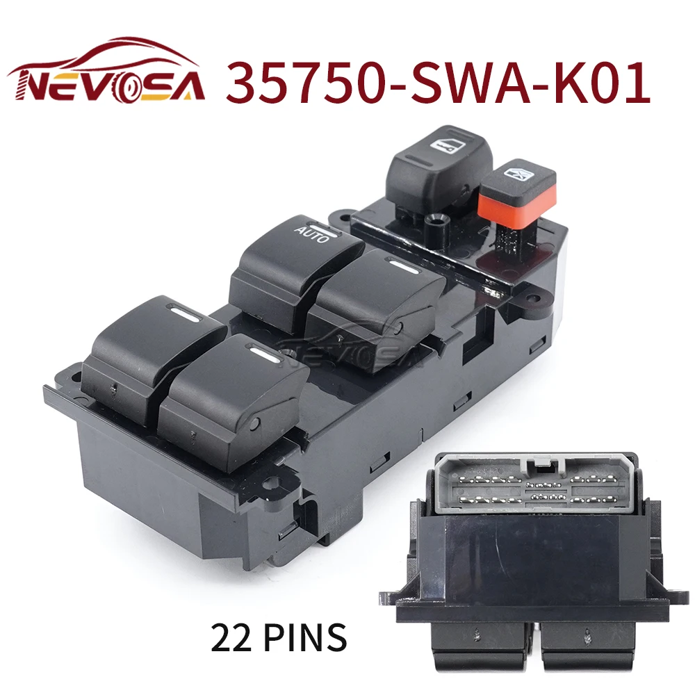 NEVOSA For Honda CRV  CR-V Auto Power Window Control Glass Button Switch Car Parts  35760-S9A-G042A 35750-SWA-K01 35750-T0A-H11