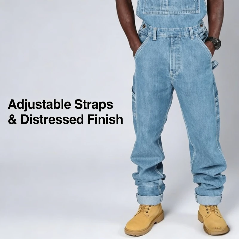 

2026 Джинсовые комбинезоны на подтяжках Модный мужской комбинезон Джинсы Редкие человеческие джинсы