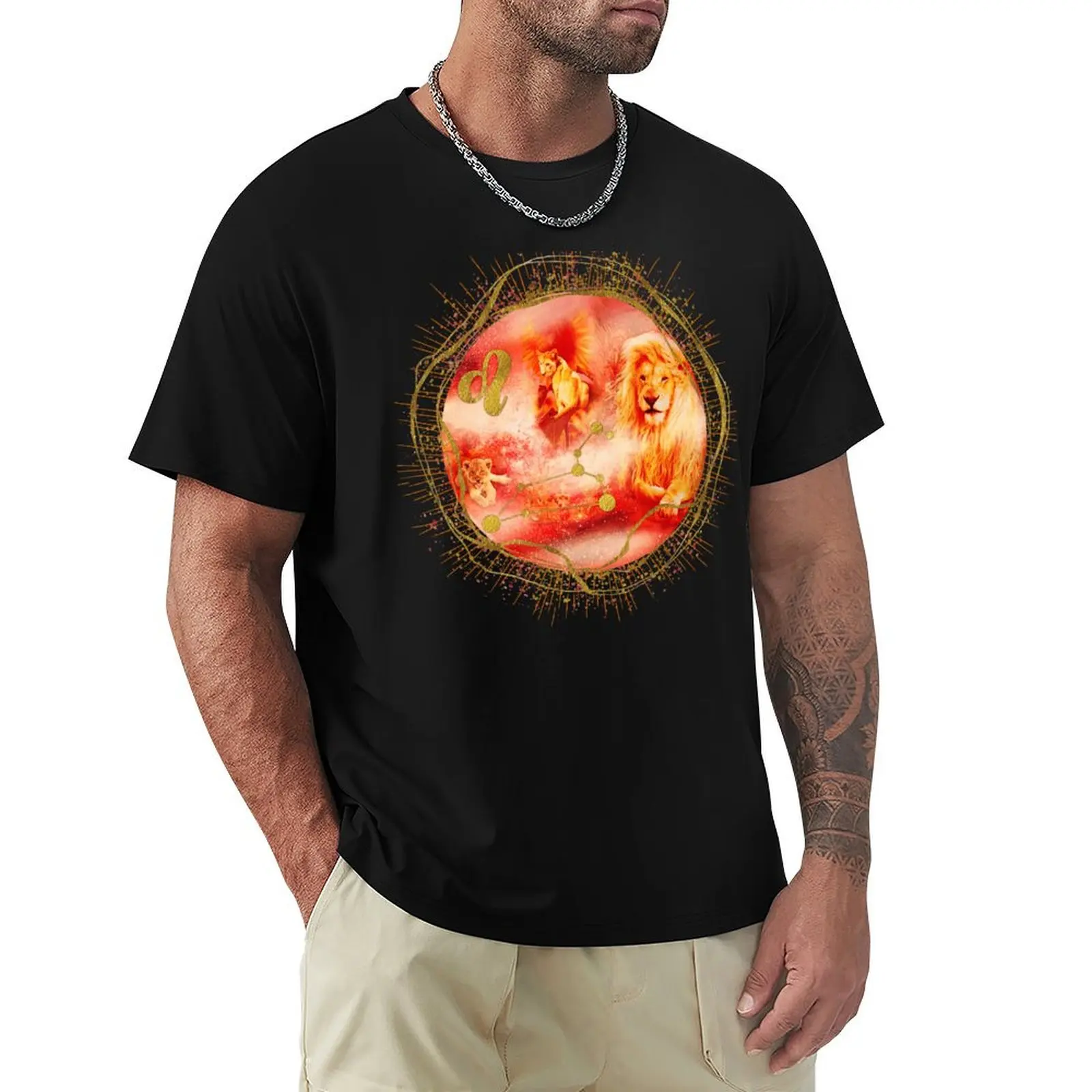 Leo Constellation T-Shirt Modern Print Casual T-Shirt