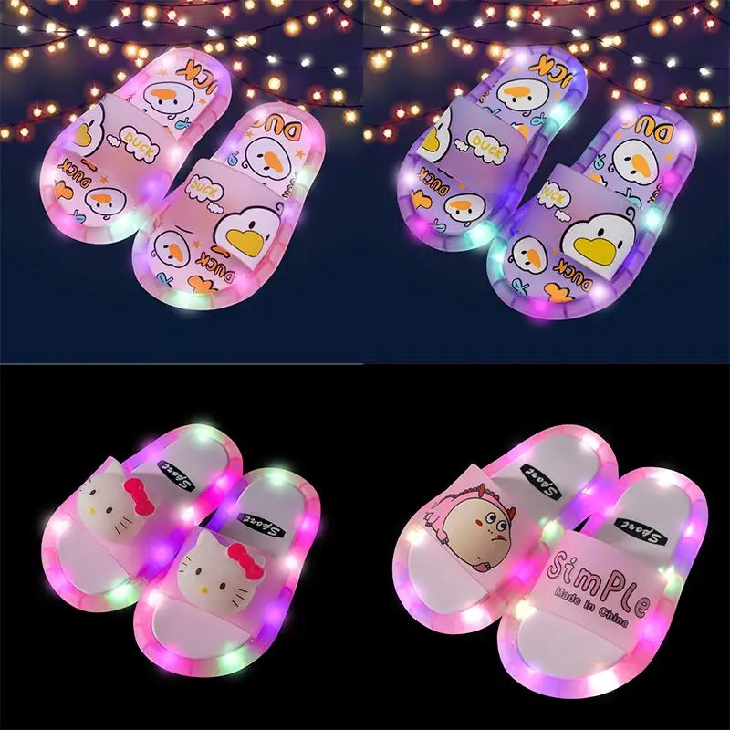 Cute Cartoon Kawaii KT cat Summer Luminous Cute Baby Non Slip Sandals Boys and Girls\' Princesses Soft Soled Slippers Gifts