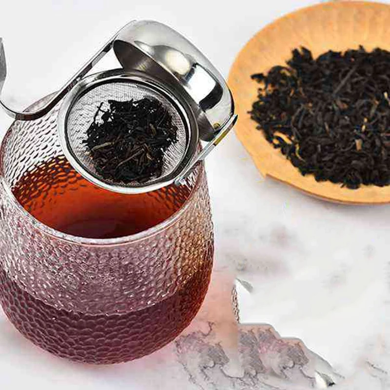 Coador de chá com malha fina, suporte solto do chá, acessórios do chá, infusor, chá íngreme, xícara de chá