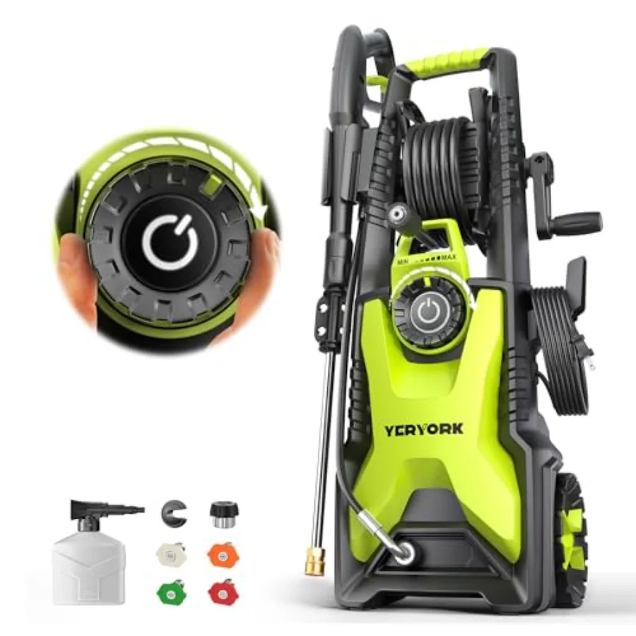 

Мойка высокого давления 5000 PSI с регулировкой, 2 GPM, со шлангом 33 фута, стальной насадкой, пенной насадкой 500 мл и комплектом из 4 насадок E