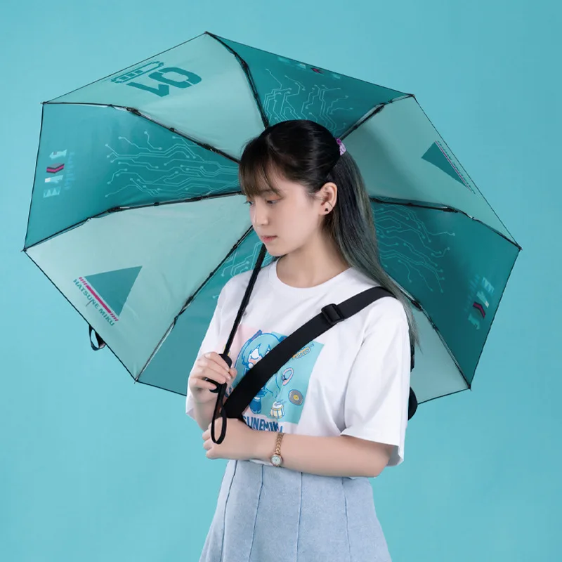 Chaud Hatsune Miku dessin animé Kagamine Len authentique périphérique automatique pliant parapluie Miku Portable pluie parasol cadeau