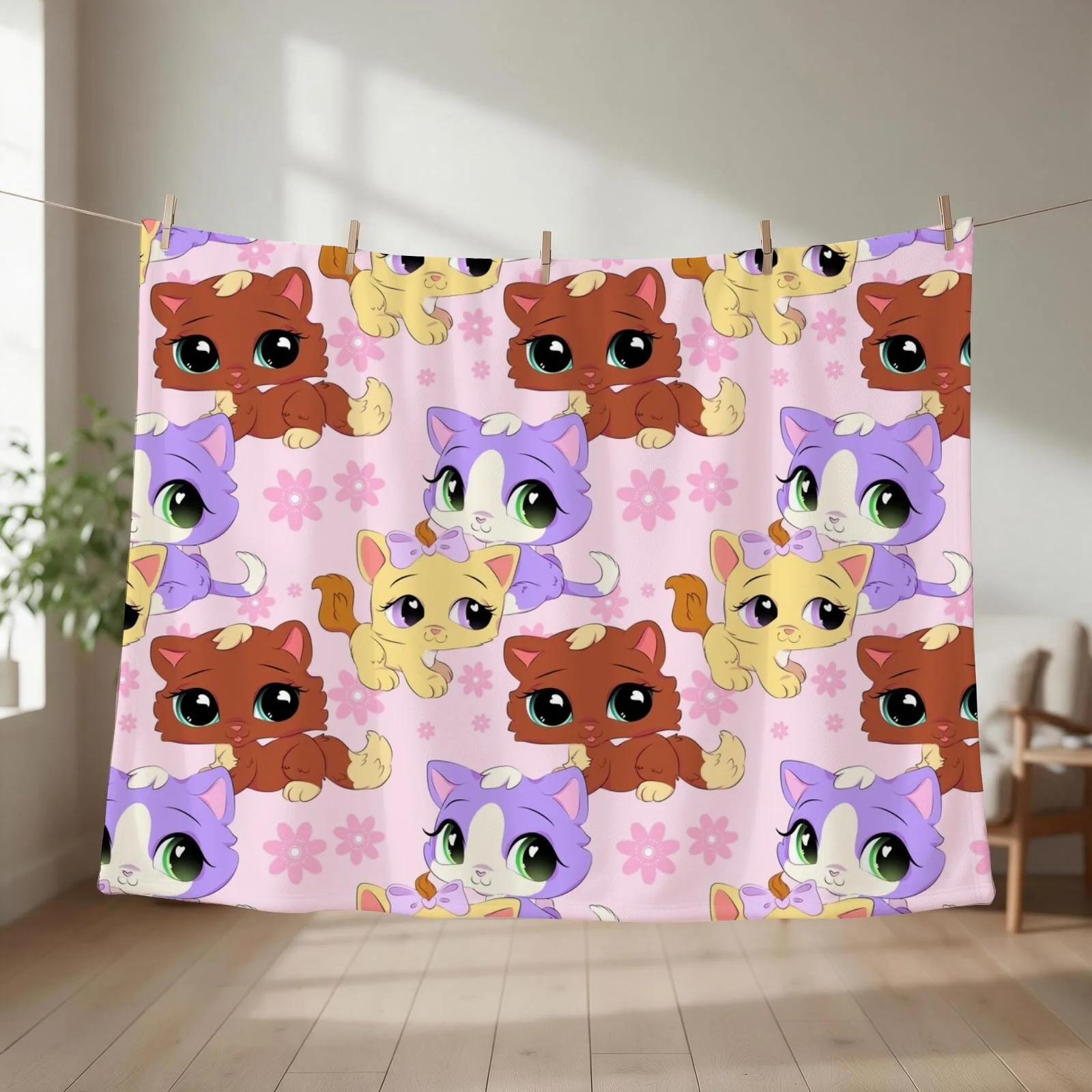 Lps Kittens Throw Blanket couch cozy soft plush fuzzy picnic outdoor blanket