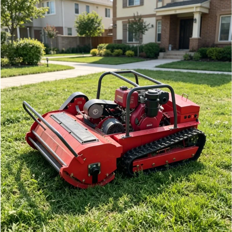 Agricultural Remote Control Flail Mower | Large Tank Crawler Grass Cutting Robot | Slope Zero Turn Lawn Mower Factory Price