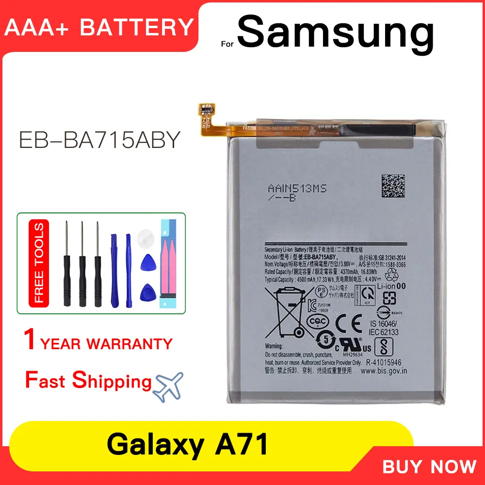 Batería de repuesto genuina EB-BA715ABY 4500mAh para Samsung Galaxy A71 versión 4G SM-A7160 A7160 SM-A715 A715F batería + herramientas