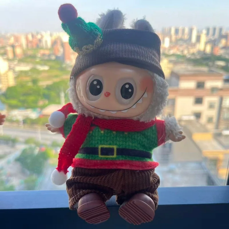 Ubranka dla Labubu, pasujące do Labubu V1 V2 V3, świąteczny zestaw renifera, czerwone ubrania Labubu, świąteczny prezent modowy.