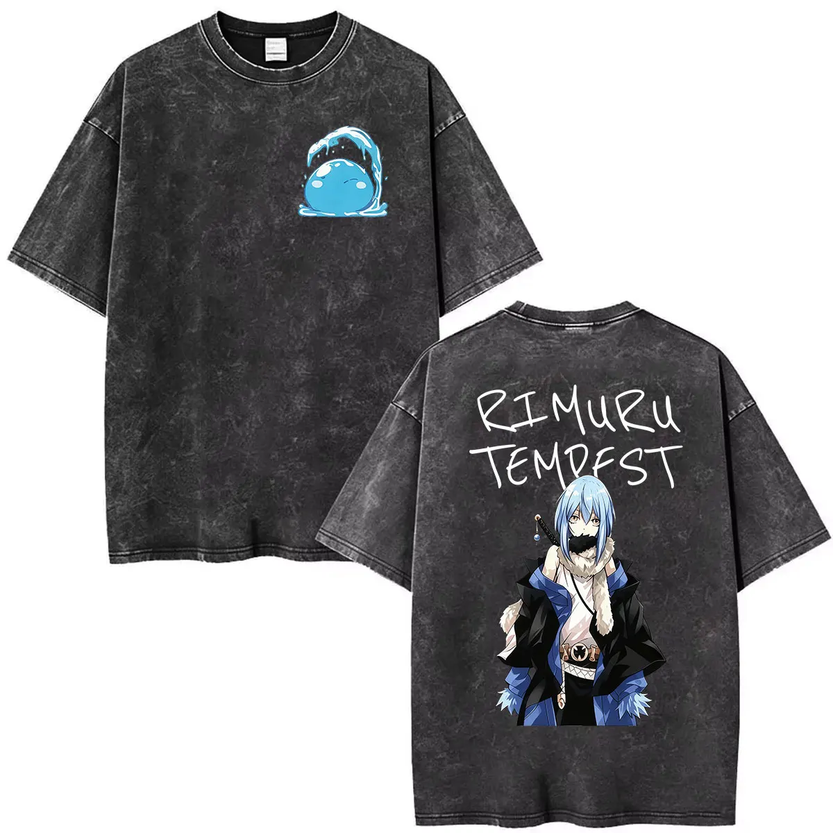 Anime That Time I Got Reincarnated As A Slime Vintage Washed T Shirt Men Women Clothing Fashion Cozy Cotton Short Sleeve T-shirt