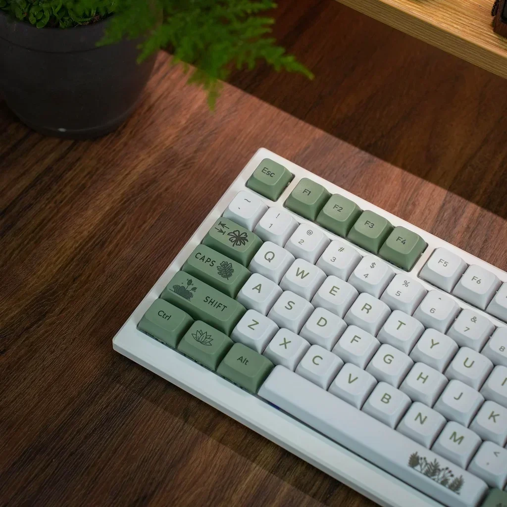 Floresta verde keycap xda perfil pbt sublimação 125 teclas estilo fresco branco verde teclado mecânico keycaps