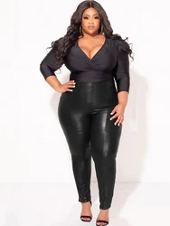 Plus Size Women Matte Leather Pants 8XL High Waist Stretch PU Bodycon Pencil Panst 7XL Slim Black Trousers 6XL Clubwear New 5XL