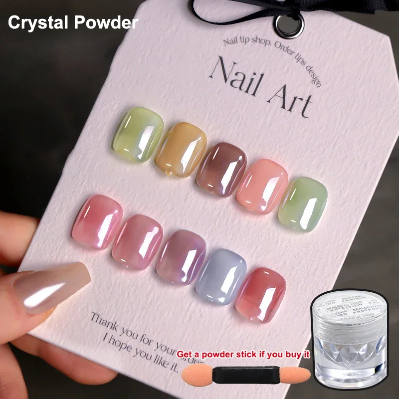 1g Kryształowy Puder do Paznokci z Efektem Lustra, Wysoki Połysk, Transparentny, Kolor Moonlight White Aurora, Dekoracja Paznokci, Salon Kosmetyczny